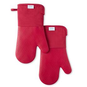 500f Town & Country Basics 028332828406 Basketweave Soft Silicone Oven Mitt 2-pack Set Up To Flexible