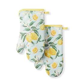 O2011897tdms Town & Country Living Oven Mitt 2-pack Set Yellow 7 Inch X13 Lemon Whimsy