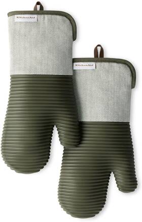 O2023659tdka Town & Country Living Kitchenaid Evergreen Design Series Herringbone Ribbed Soft Silicone Oven Mitts