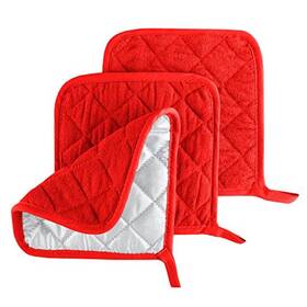 69-09-bu Trademark Glb Set Of 3 Kitchen Pot Holders - Heat-resistant Quilted Cotton Pads For Hot Red