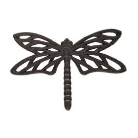 Transpac 885114445028 Dragonfly Shaped 9.75 Inch Black Metal Iron Kitchen Trivet