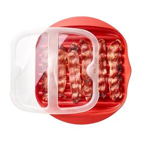 22386753 Trasylph Red Microwave Bacon Cooker With Cover - Single Tray Crispy Maker In