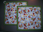 Trimmed-9 " 2-pizazz Chickens Roosters Set -green Geese Creations 9
