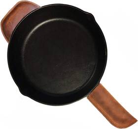 Trumoter 313044493487 Genuine Leather Cast Iron Pot Handle Cover Assist Pan Holder Double Layered He
