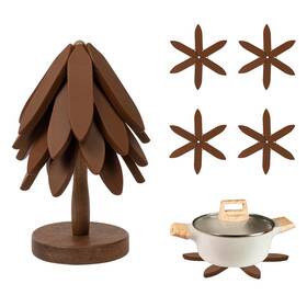 Tuiuzxy 617230490718 Silicone Trivets Mat Set For Hot Dishes - Tree With Stand H