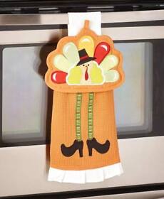 Aa-4b Turkey With Legs Hanging Kitchen Towel Oven Mitt Thanksgiving Fall Holiday New