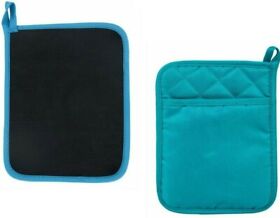 22kl98542121 Turquoise Oven Mitts 2pk Potholders 2-in-1 Heat Resistant Free Shipping