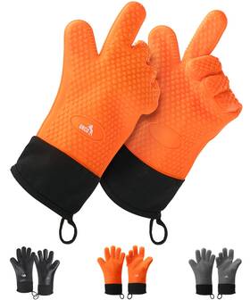 Unco 850024546783 Bbq Gloves Silicone Orange Grill Heat Resistant Grilling Gl