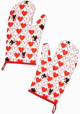 Dy12562 Underground Toys Mickey Mouse Red Heart Series Oven Mitts 2-pack Cute Disney Kitchen Blue