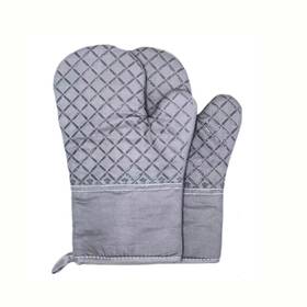 Rhythm-0006 Uni-rhythm 1 Pair Cotton Silicone Heat Insulation Gloves For Cooking Baking Grilling Black