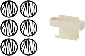 Unous-04300-lh Unoschrim Trivet Mats 6 Pcs 6.1 Inch Durable Heat Resistant Pads With Storage Black