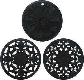 Cd-gj-003 Us Set Of 3 Silicone Trivet Mat Thick Round Non Slip Heat Resistant Mode