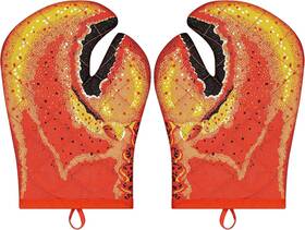 Xqst-002 Us Lobster Claw Oven Mitts Quilted Cotton Lining Design Heat Resistant Crab Gl