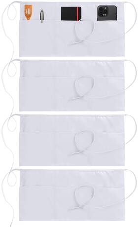 Utopia Wear 840143523406 4 Pack Server Apron With 3 Pockets 24x12 Inch Of White