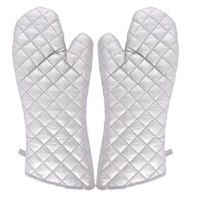 Uxcell 602451936176 Household Bakery Heat Resistance Microwave Baking Oven Gloves Silver Tone Pair