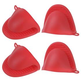 Uxcell 703820074311 4pcs Silicone Pot Holders Pinch Grips Oven Mitts Mini Red