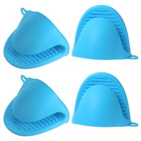 Uxcell 703820074359 4pcs Silicone Pot Holders Pinch Grips Oven Mitts Mini Blue