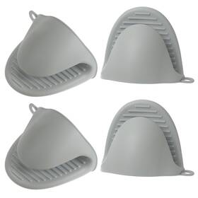 Uxcell 703820074397 4pcs Silicone Pot Holders Pinch Grips Oven Mitts Mini Gray