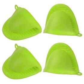Uxcell 703820074496 4pcs Thickened Mini Oven Gloves Silicone Mitts Finger Pot Holder Green
