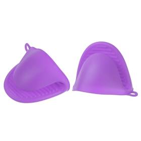 Uxcell 703820074526 2pcs Thickened Mini Oven Gloves Silicone Mitts Finger Pot Holder Purple
