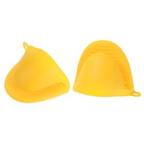 Uxcell 703820074540 2pcs Thickened Mini Oven Gloves Silicone Mitts Finger Pot Holder Yellow