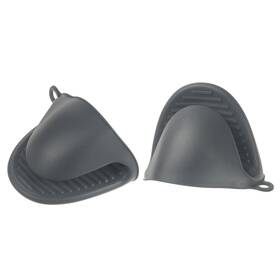 Uxcell 703820074601 2pcs Thickened Mini Oven Gloves Silicone Mitts Finger Pot Holder Dark Gray