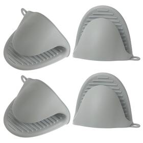 Uxcell 703820074632 4pcs Thickened Mini Oven Gloves Silicone Mitts Finger Pot Holder Gray