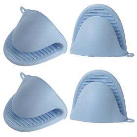 Uxcell 703820074656 4pcs Thickened Mini Oven Gloves Silicone Mitts Finger Pot Holder Light Blue