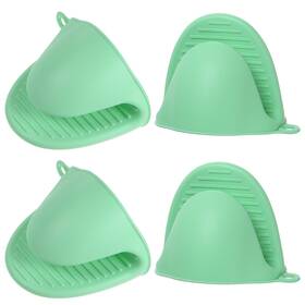 Uxcell 703820074670 4pcs Thickened Mini Oven Gloves Silicone Mitt Finger Pot Holder Light Green