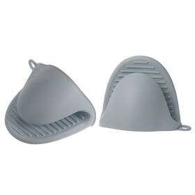 Uxcell 703820074687 2pcs Thickened Mini Oven Gloves Silicone Mitts Finger Pot Holder Light Gray