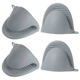 Uxcell 703820074694 4pcs Thickened Mini Oven Gloves Silicone Mitts Finger Pot Holder Light Gray