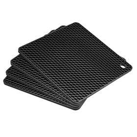 Uxcell 745065682548 Silicone Trivet Mats 4pcs Hot Pads Pot Holder For Countertop-black