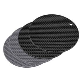 Uxcell 745065682999 4pcs Silicone Trivet Mat Heat Resistant Pot Holder Hot Pads-dark Grey Black
