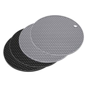 Uxcell 745065683194 4pcs Silicone Table Trivet Mat Non-slip Heat Resistant Pad-black Light Grey