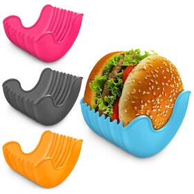 V Tower 744110803907 4pcs Silicone Burger Holder For Eating - Reusable Hamburger Holders W