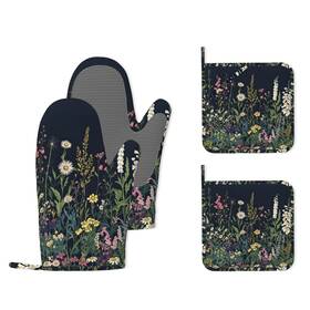 Kxst-145 Vdzvdz Wildflower Spring Floral Garden Flowers Oven Mitts And Pot Holders 4pcs Hea