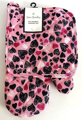 28369-12658 Vera Bradley Nwt Pot Holder Oven Mitt Set Love You Lots 28369-12658 Vera Bradley Nwt Pot Holder Oven Mitt Set Love You Lots