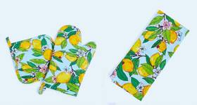 Vera Bradley 886003843246 Nwt Lemon Grove Pot Holder And Oven Mitt Set With Kitchen Towels
