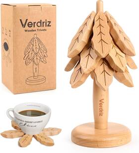 Verdriz 313035473412 Wooden Trivets For Hot Dishes Pot Holder Kitchen Foldable Tree Coaster