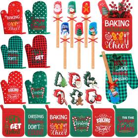 Bs-vesici-5076 Vesici 24 Pcs Christmas Baking Gift Set Pot Holders Oven Mitts Silicone Sp