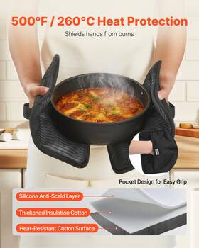 Vevor 197988892090 Pot Holders Heat Resistant 500 F With Anti-slip Silicone Strips 2 Pack