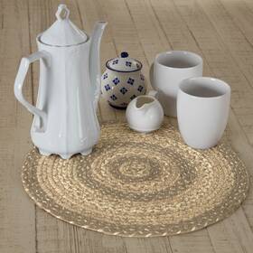 67159 Vhc Brands Trivet Cobblestone Jute Farmhouse 15in Braided Striped Table Decor