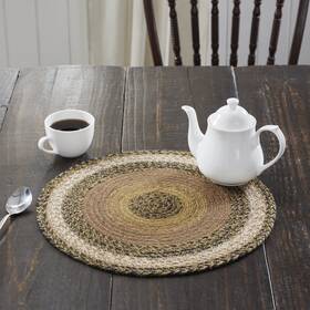 81388 Vhc Brands Trivet Kettle Grove Jute Country 15in Round Braid Striped Table Decor