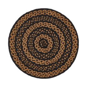 81614 Vhc Brands 15 Inch Round Black And Tan Table Mat Trivet Pot Holder - Woven Jute By