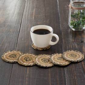 81812 Vhc Brands Country Coaster Set Of 6 Tan Kettle Grove Jute Kitchen Table Decor