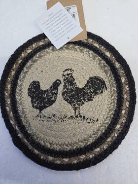 Vhc Brands 840528160578 Set Of 3 Multi Jute Trivet 8 Inch Diameter Chicken Motif