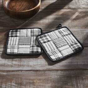 84379 Vhc Brands Sawyer Mill Black Pot Holder Set Of 2 8x8