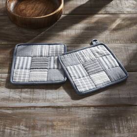 84384 Vhc Brands Sawyer Mill Blue Pot Holder Set Of 2 8x8