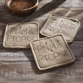 84490 Vhc Brands Connell Prim And Proper Pot Holder Set Of 3 8x8