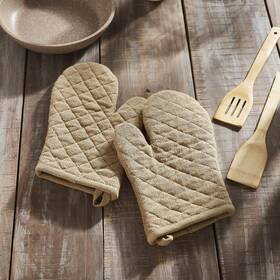 84776 Vhc Brands Burlap Natural Oven Mitt Set Of 2